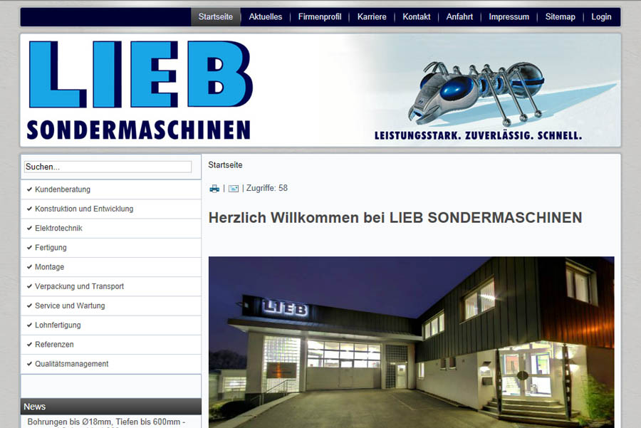 Webdesign für Lieb Sondermaschinen aus Rödental bei Coburg